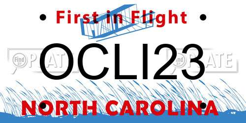 OCLI23 North Carolina License Plate