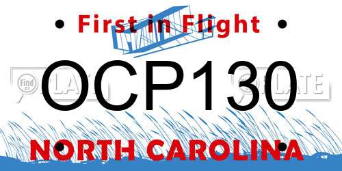 OCP130 North Carolina License Plate
