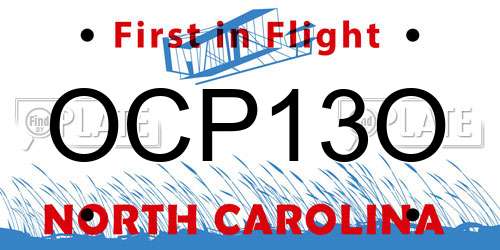 OCP13O North Carolina License Plate