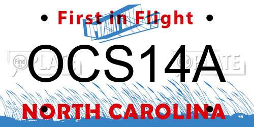 OCS14A North Carolina License Plate