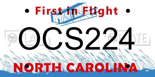OCS224 North Carolina License Plate