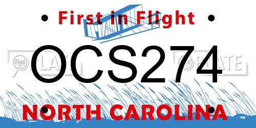 OCS274 North Carolina License Plate