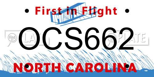 OCS662 North Carolina License Plate