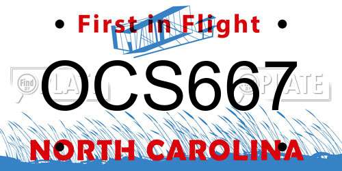 OCS667 North Carolina License Plate