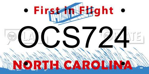 OCS724 North Carolina License Plate
