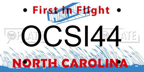 OCSI44 North Carolina License Plate
