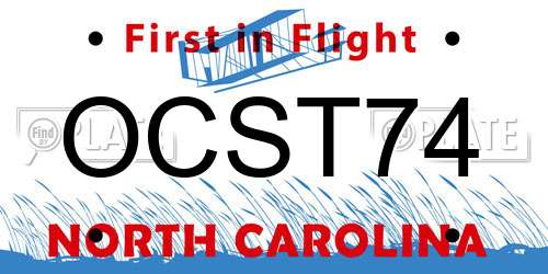 OCST74 North Carolina License Plate