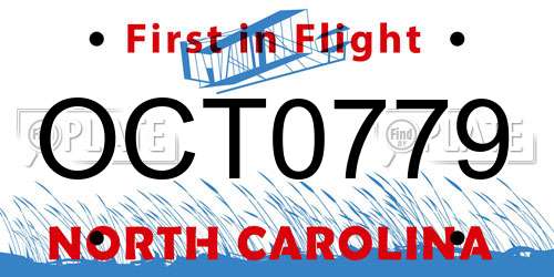 OCT0779 North Carolina License Plate