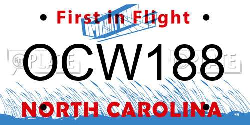 OCW188 North Carolina License Plate