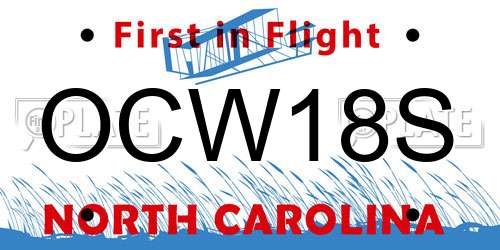OCW18S North Carolina License Plate