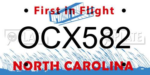 OCX582 North Carolina License Plate