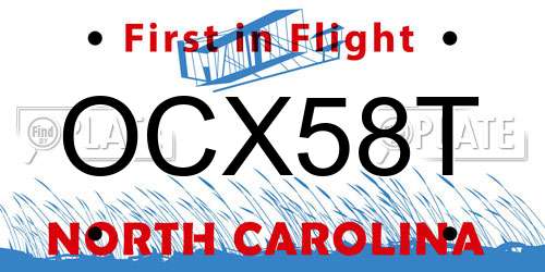 OCX58T North Carolina License Plate