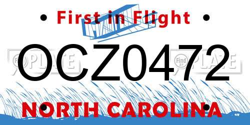 OCZ0472 North Carolina License Plate