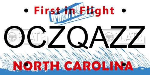 OCZQAZZ North Carolina License Plate