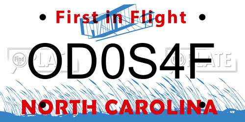 OD0S4F North Carolina License Plate