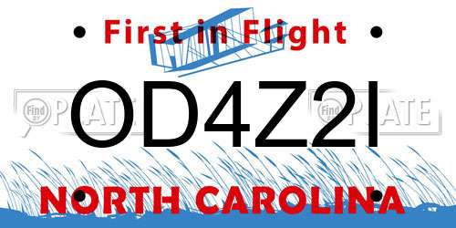 OD4Z2I North Carolina License Plate