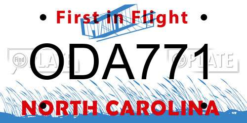 ODA771 North Carolina License Plate