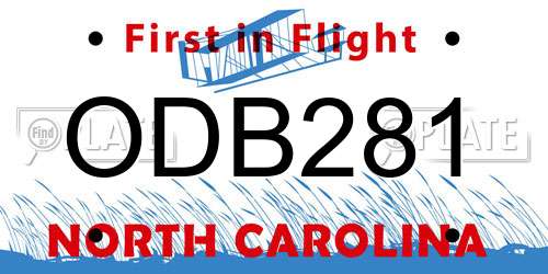 ODB281 North Carolina License Plate
