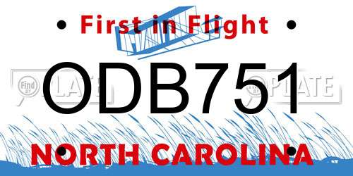 ODB751 North Carolina License Plate