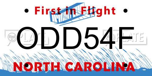 ODD54F North Carolina License Plate