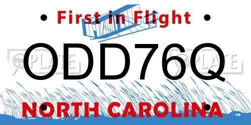 ODD76Q North Carolina License Plate
