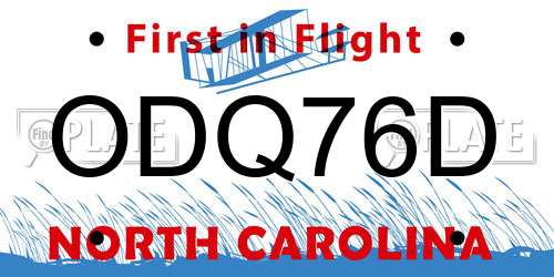 ODQ76D North Carolina License Plate