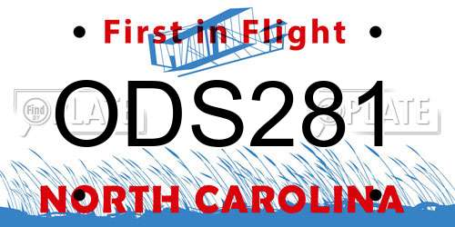 ODS281 North Carolina License Plate