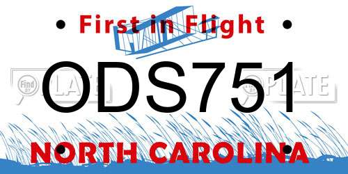 ODS751 North Carolina License Plate