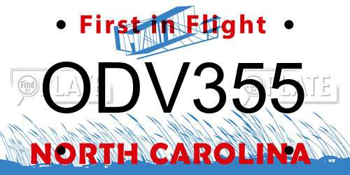 ODV355 North Carolina License Plate