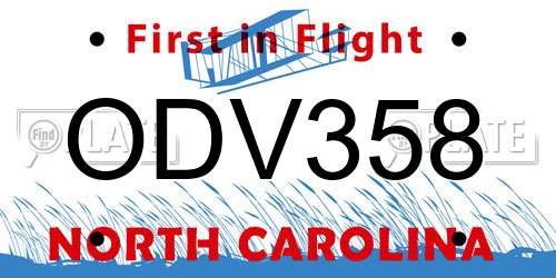 ODV358 North Carolina License Plate