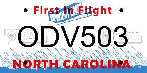 ODV503 North Carolina License Plate