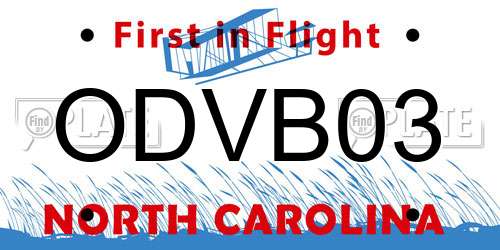 ODVB03 North Carolina License Plate