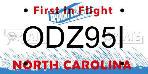 ODZ95I North Carolina License Plate