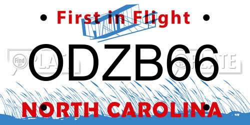 ODZB66 North Carolina License Plate