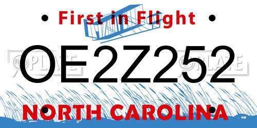 OE2Z252 North Carolina License Plate