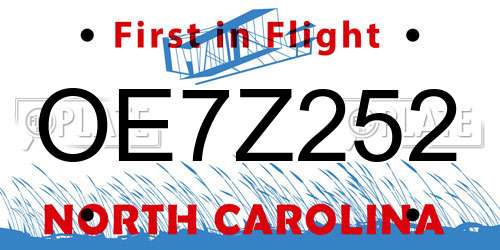 OE7Z252 North Carolina License Plate
