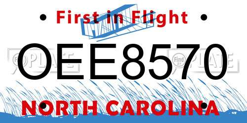 OEE8570 North Carolina License Plate