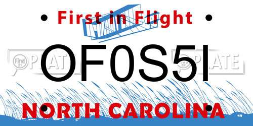 OF0S5I North Carolina License Plate