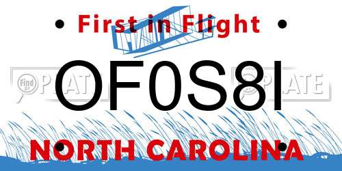 OF0S8I North Carolina License Plate