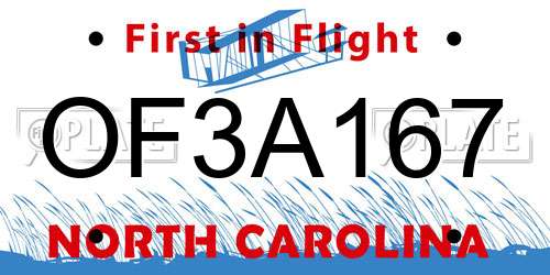 OF3A167 North Carolina License Plate