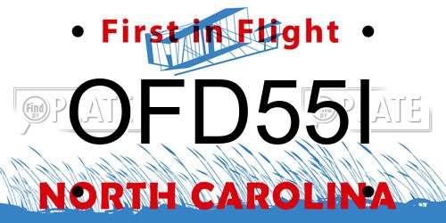 OFD55I North Carolina License Plate