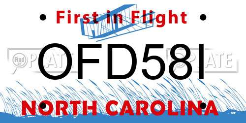 OFD58I North Carolina License Plate