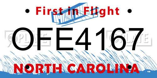 OFE4167 North Carolina License Plate
