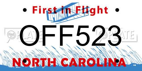 OFF523 North Carolina License Plate