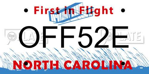 OFF52E North Carolina License Plate