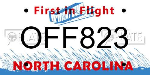 OFF823 North Carolina License Plate
