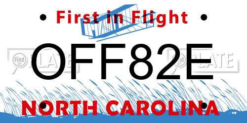 OFF82E North Carolina License Plate