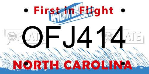 OFJ414 North Carolina License Plate