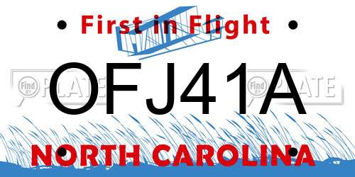 OFJ41A North Carolina License Plate