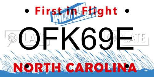 OFK69E North Carolina License Plate